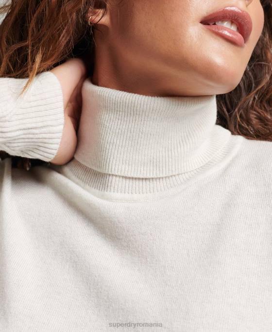 Superdry pulover din lână de miel cu gât rulat îmbrăcăminte gri deschis femei JX0Z3979