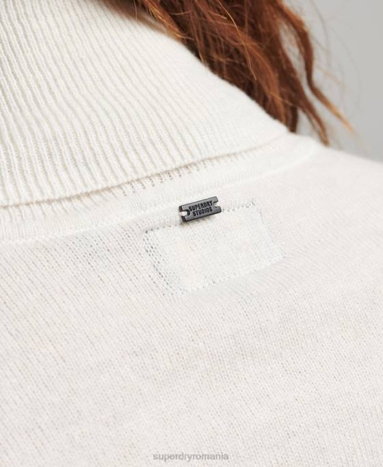 Superdry pulover din lână de miel cu gât rulat îmbrăcăminte gri deschis femei JX0Z3979