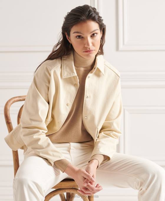 Superdry pulover din merino cu umăr căzut cu gât rulat îmbrăcăminte bej femei JX0Z6652