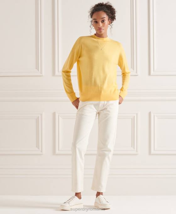 Superdry pulover din merinos cu gât fals îmbrăcăminte galben femei JX0Z6650