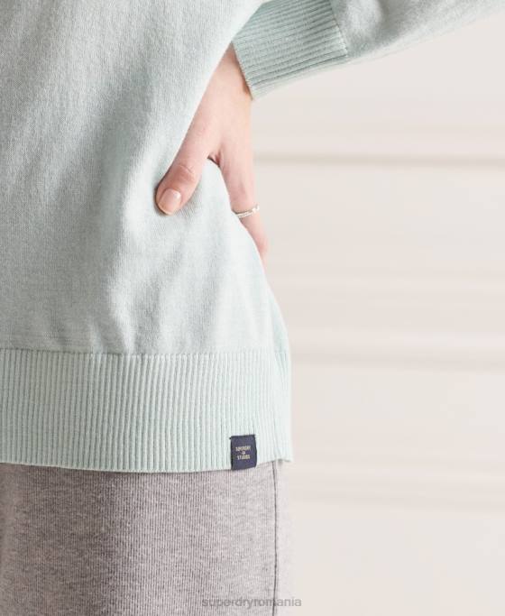 Superdry pulover din merinos cu gât fals îmbrăcăminte verde femei JX0Z6653