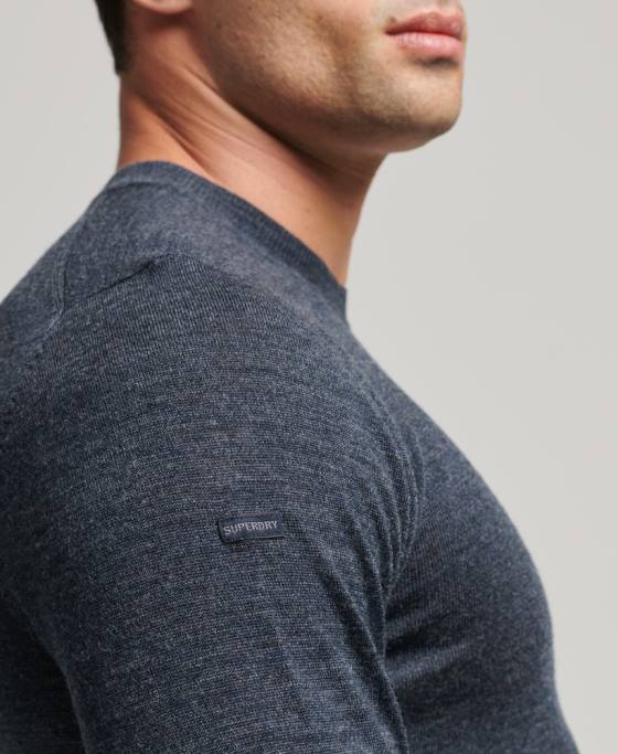 Superdry pulover din merinos cu gâtul rotund îmbrăcăminte albastru bărbați JX0Z1260