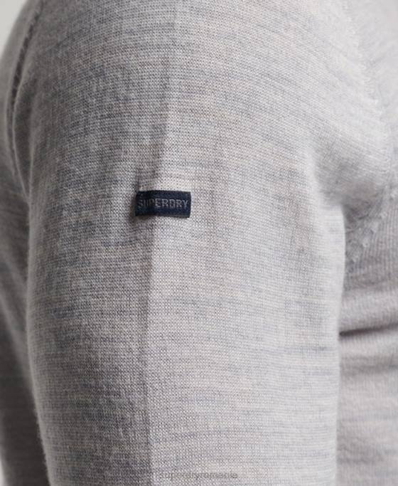 Superdry pulover din merinos cu gâtul rotund îmbrăcăminte gri deschis bărbați JX0Z1287