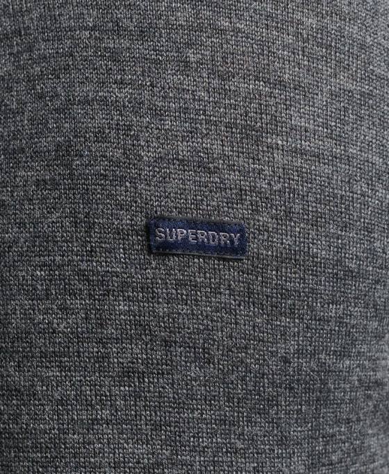 Superdry pulover din merinos cu gâtul rotund îmbrăcăminte gri inchis bărbați JX0Z1257