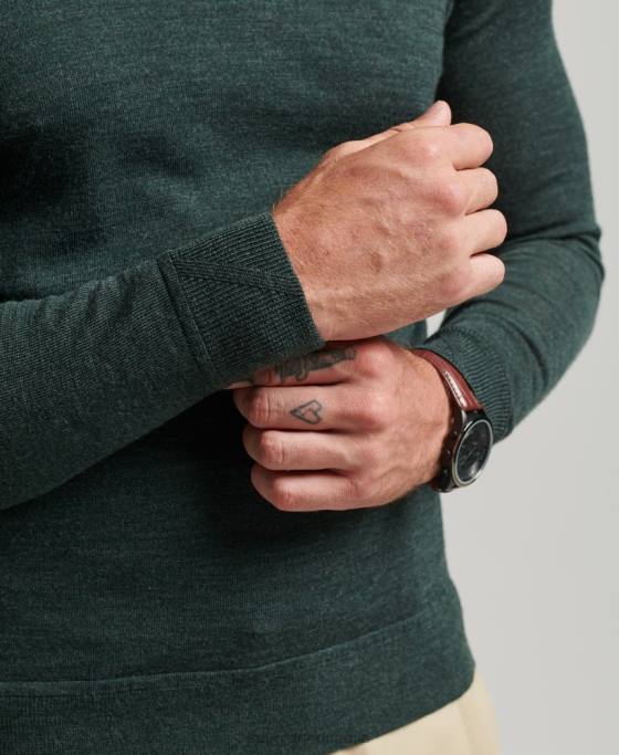 Superdry pulover din merinos cu gâtul rotund îmbrăcăminte gri inchis bărbați JX0Z1271