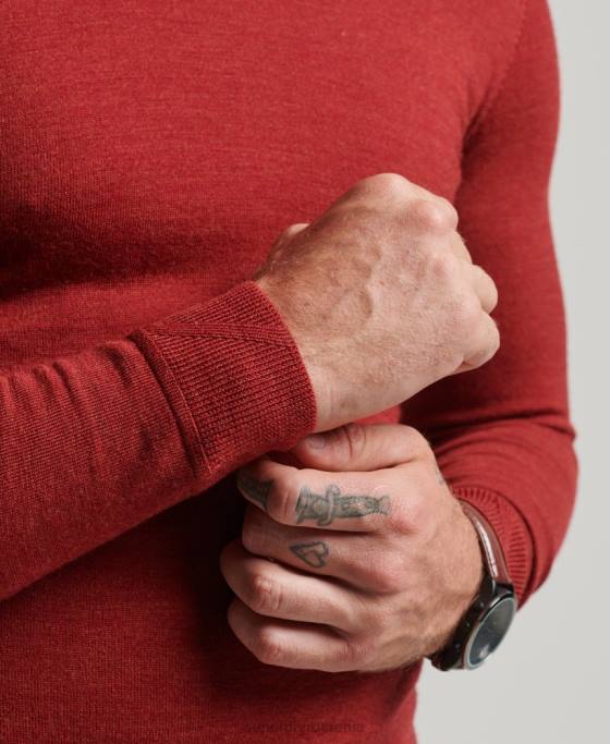 Superdry pulover din merinos cu gâtul rotund îmbrăcăminte roșu bărbați JX0Z1290