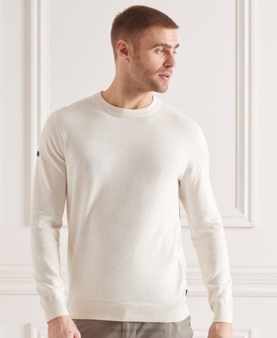 Superdry pulover din tricot echipaj coolmax îmbrăcăminte cremă bărbați JX0Z5353