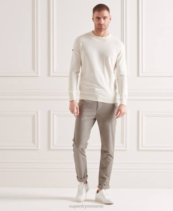 Superdry pulover din tricot echipaj coolmax îmbrăcăminte cremă bărbați JX0Z5353