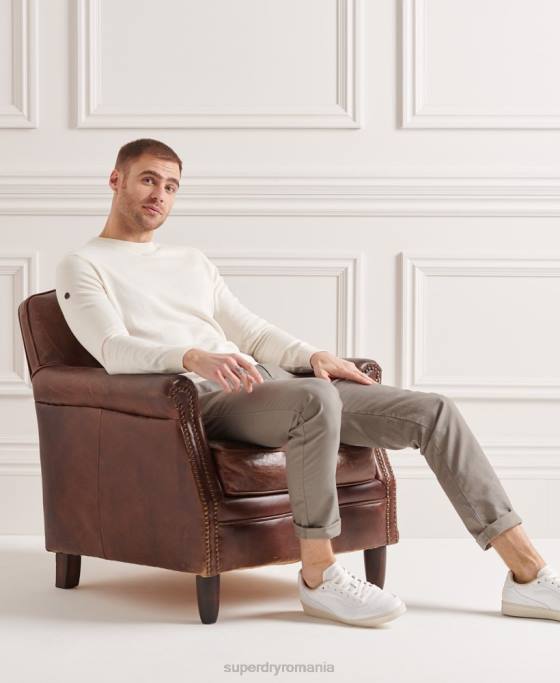Superdry pulover din tricot echipaj coolmax îmbrăcăminte cremă bărbați JX0Z5353