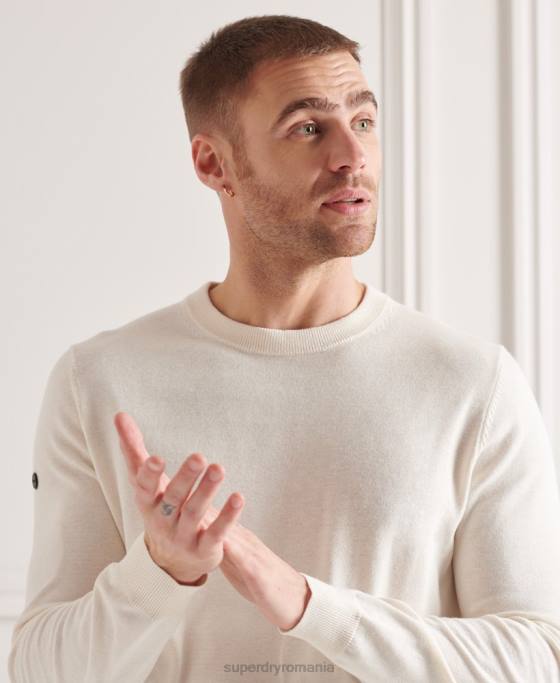 Superdry pulover din tricot echipaj coolmax îmbrăcăminte cremă bărbați JX0Z5353