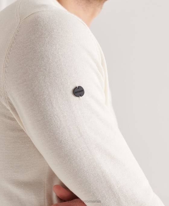 Superdry pulover din tricot echipaj coolmax îmbrăcăminte cremă bărbați JX0Z5353