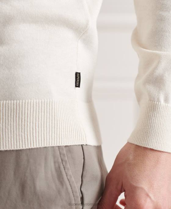 Superdry pulover din tricot echipaj coolmax îmbrăcăminte cremă bărbați JX0Z5353