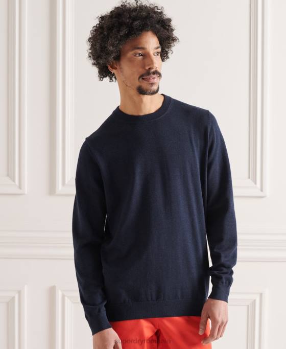 Superdry pulover din tricot echipaj coolmax îmbrăcăminte marina bărbați JX0Z1343