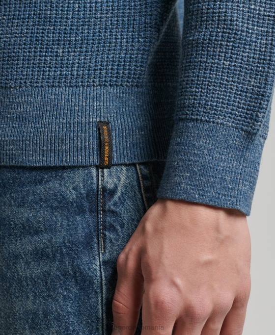 Superdry pulover din tricot echipaj cu textura vintage îmbrăcăminte albastru bărbați JX0Z1253