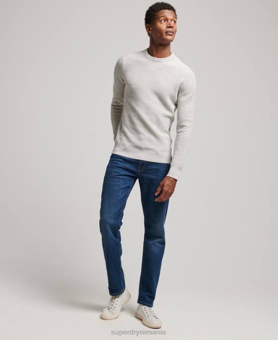 Superdry pulover din tricot echipaj cu textura vintage îmbrăcăminte gri bărbați JX0Z1238