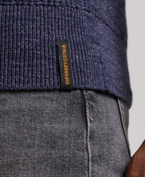 Superdry pulover din tricot echipaj cu textura vintage îmbrăcăminte marina bărbați JX0Z1249