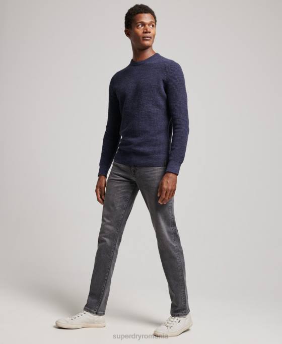 Superdry pulover din tricot echipaj cu textura vintage îmbrăcăminte marina bărbați JX0Z1249