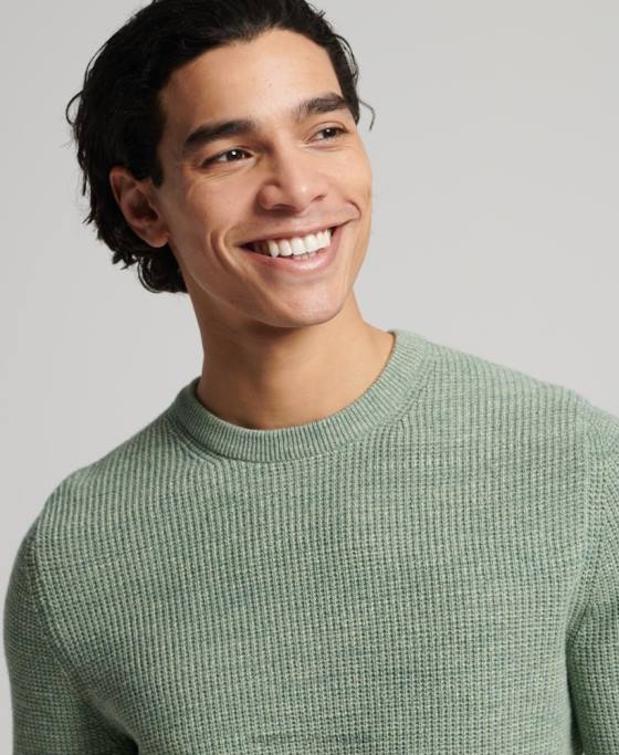 Superdry pulover din tricot echipaj cu textura vintage îmbrăcăminte verde bărbați JX0Z1265