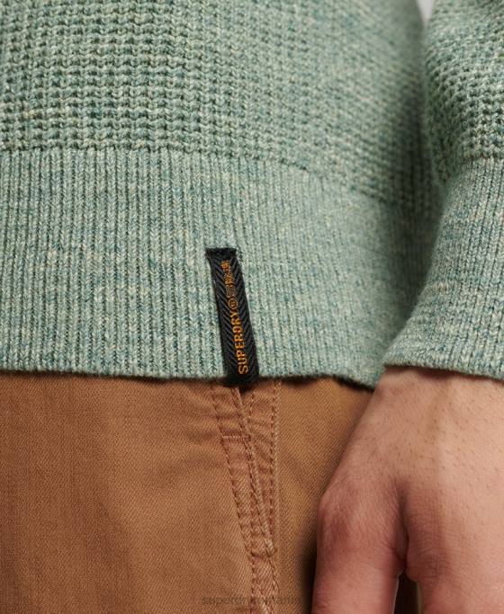 Superdry pulover din tricot echipaj cu textura vintage îmbrăcăminte verde bărbați JX0Z1265
