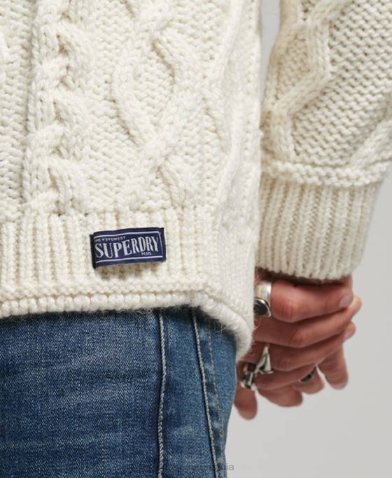 Superdry pulover din tricot fairisle crew îmbrăcăminte cremă bărbați JX0Z5244