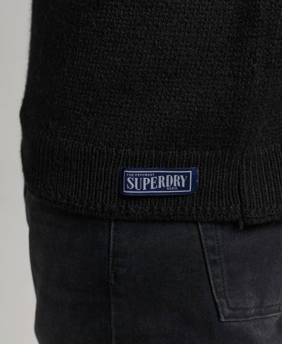 Superdry pulover din tricot fairisle crew îmbrăcăminte negru bărbați JX0Z5246