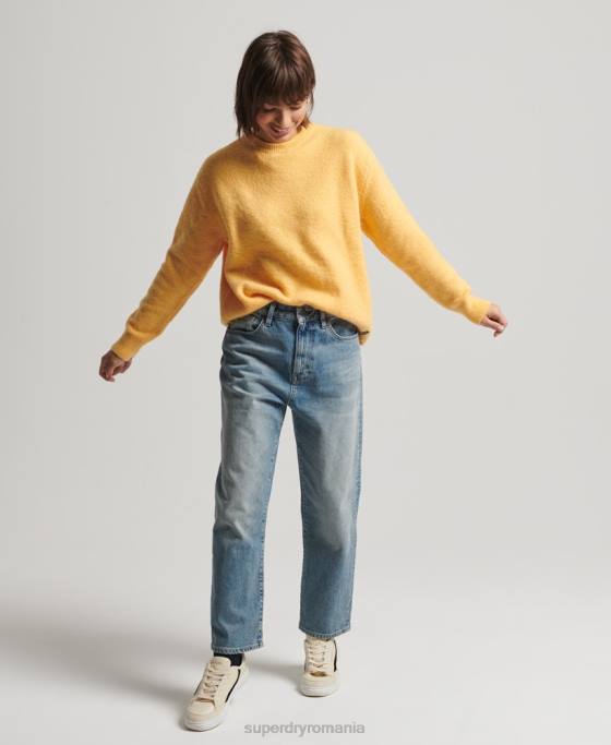 Superdry pulover esențial super moale cu gâtul roșu îmbrăcăminte galben femei JX0Z3981