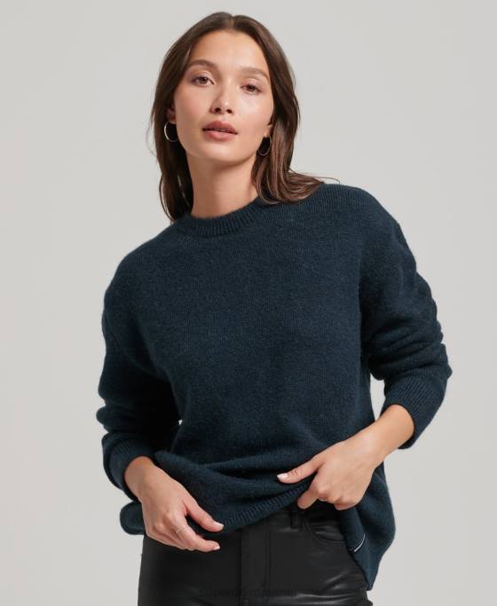 Superdry pulover esențial super moale cu gâtul roșu îmbrăcăminte marina femei JX0Z3972