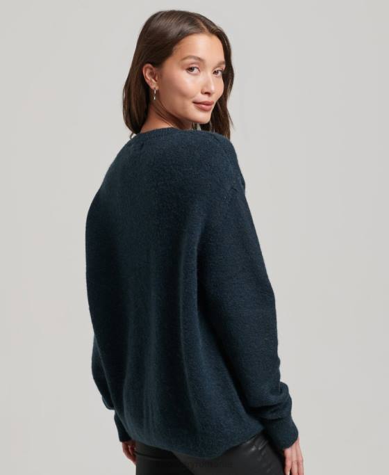 Superdry pulover esențial super moale cu gâtul roșu îmbrăcăminte marina femei JX0Z3972