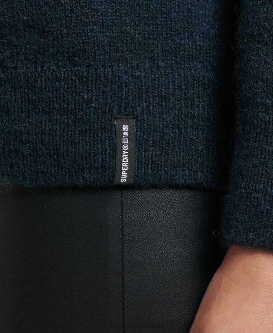 Superdry pulover esențial super moale cu gâtul roșu îmbrăcăminte marina femei JX0Z3972