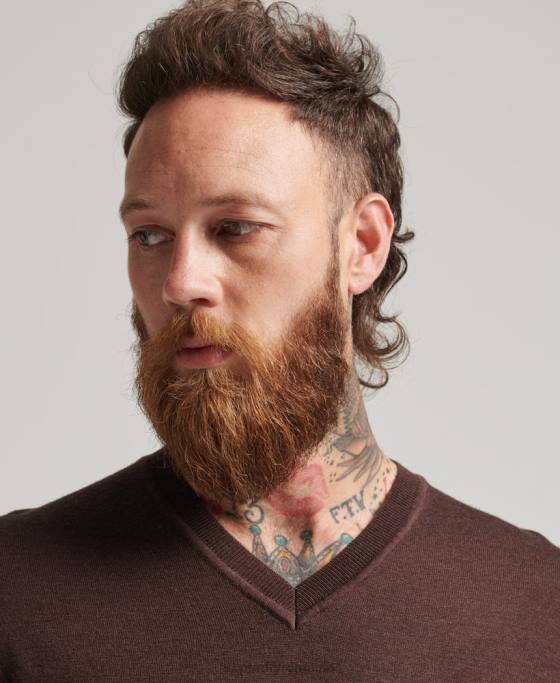 Superdry pulover merinos cu decolteu în V îmbrăcăminte Violet bărbați JX0Z1269