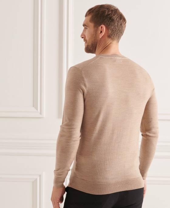 Superdry pulover merinos cu decolteu în V îmbrăcăminte maro bărbați JX0Z1320