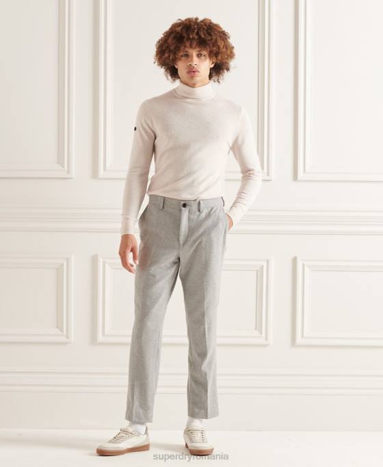 Superdry pulover studios din lana de miel cu gat rulat îmbrăcăminte alb bărbați JX0Z1328