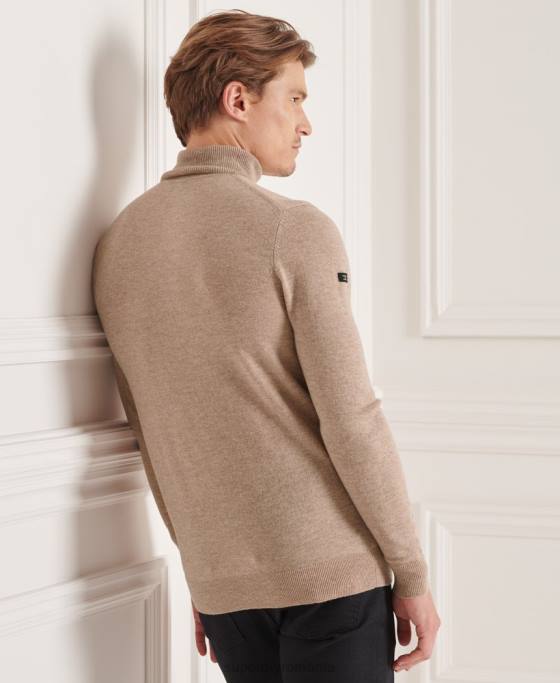 Superdry pulover studios din lana de miel cu gat rulat îmbrăcăminte maro bărbați JX0Z5319