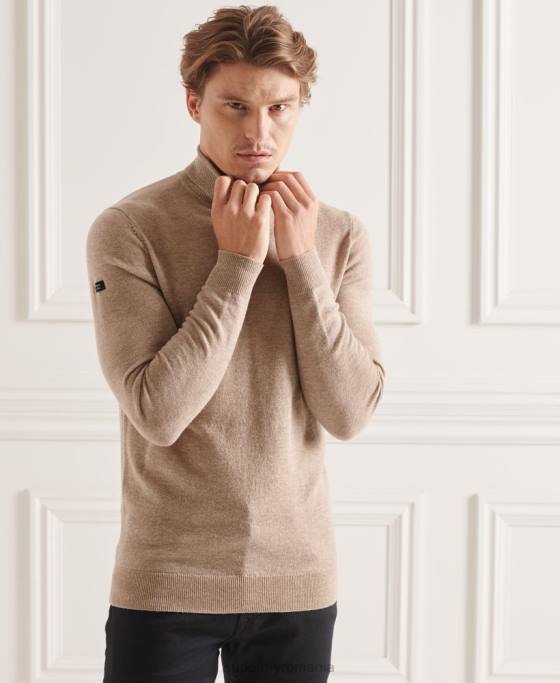 Superdry pulover studios din lana de miel cu gat rulat îmbrăcăminte maro bărbați JX0Z5319
