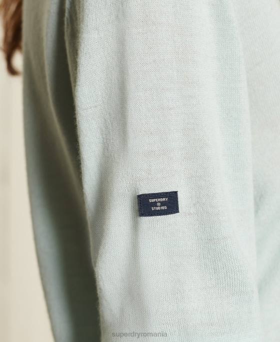 Superdry pulover studios loose fit din merinos îmbrăcăminte verde femei JX0Z4034