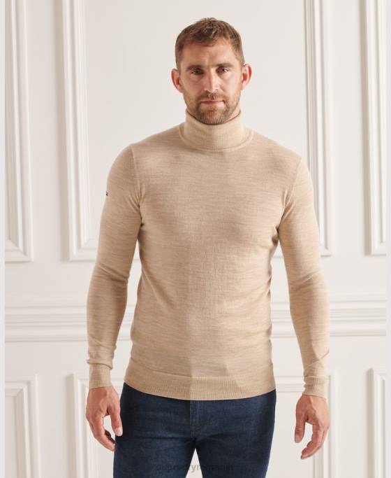 Superdry pulover studios merinos cu gât rulat îmbrăcăminte bej bărbați JX0Z5310