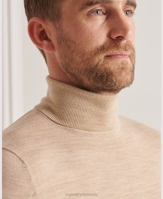 Superdry pulover studios merinos cu gât rulat îmbrăcăminte bej bărbați JX0Z5310