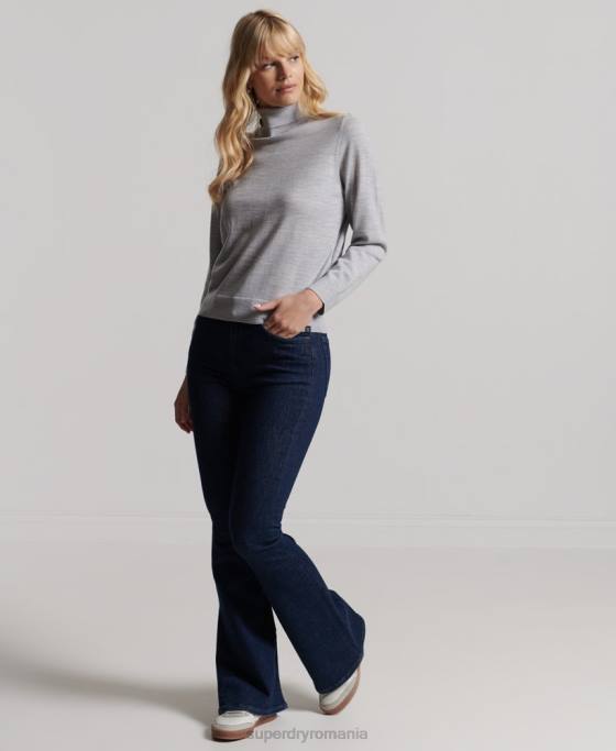 Superdry pulover studios merinos cu gât rulat îmbrăcăminte gri deschis femei JX0Z4020