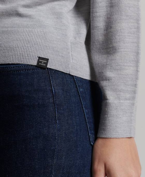 Superdry pulover studios merinos cu gât rulat îmbrăcăminte gri deschis femei JX0Z4020