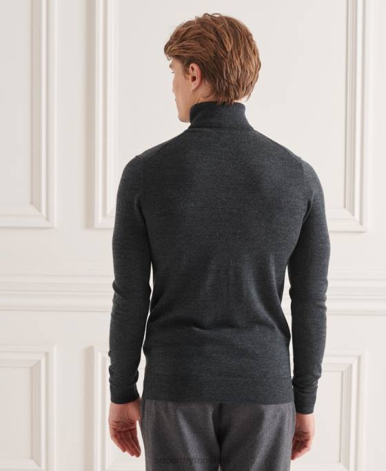 Superdry pulover studios merinos cu gât rulat îmbrăcăminte gri inchis bărbați JX0Z1326