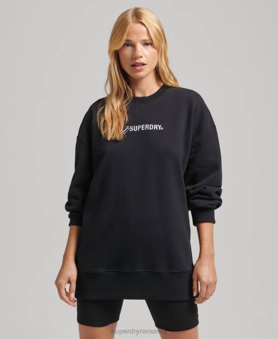 Superdry pulover supradimensionat cu aplicație cu logo îmbrăcăminte negru femei JX0Z5984