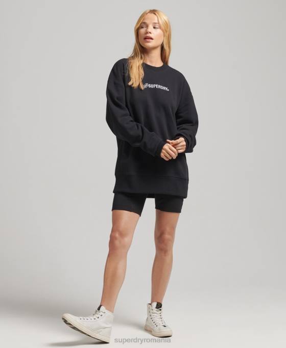 Superdry pulover supradimensionat cu aplicație cu logo îmbrăcăminte negru femei JX0Z5984