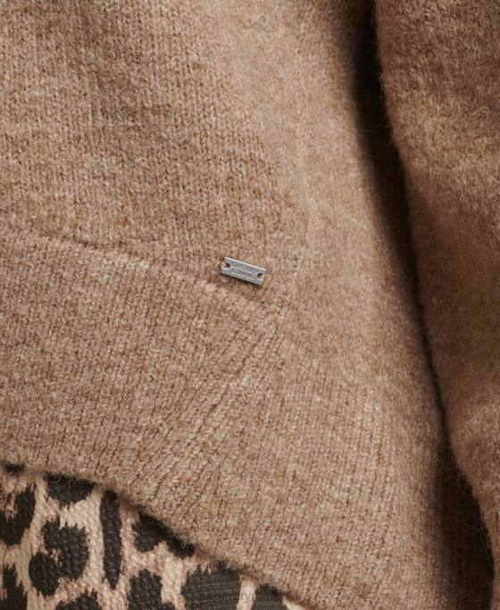 Superdry pulover supradimensionat cu decolteu în V îmbrăcăminte bej femei JX0Z3958