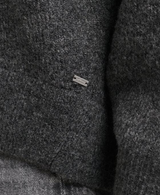 Superdry pulover supradimensionat cu decolteu în V îmbrăcăminte gri inchis femei JX0Z3982