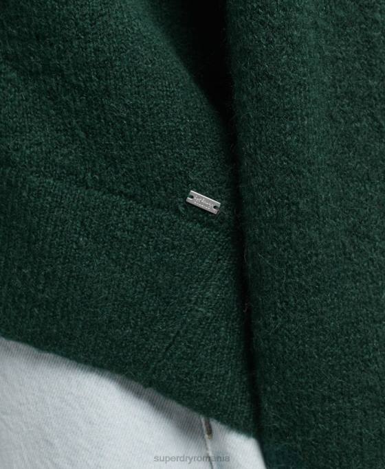 Superdry pulover supradimensionat cu decolteu în V îmbrăcăminte verde femei JX0Z3961