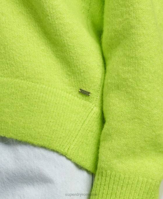 Superdry pulover supradimensionat cu decolteu în V îmbrăcăminte verde femei JX0Z4023
