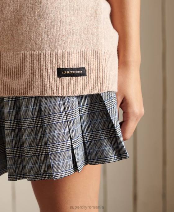 Superdry pulover supradimensionat pentru echipaj din lana de miel îmbrăcăminte argint femei JX0Z4037