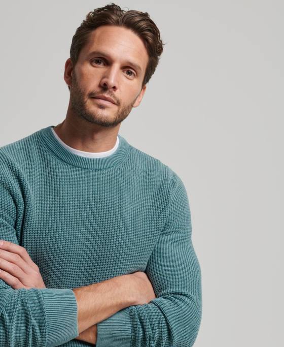 Superdry pulover texturat vopsit academiei îmbrăcăminte albastru bărbați JX0Z1349