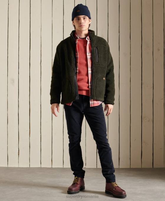 Superdry pulover texturat vopsit academiei îmbrăcăminte roșu bărbați JX0Z5300