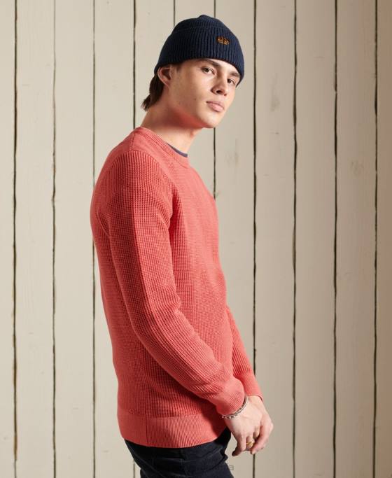 Superdry pulover texturat vopsit academiei îmbrăcăminte roșu bărbați JX0Z5300